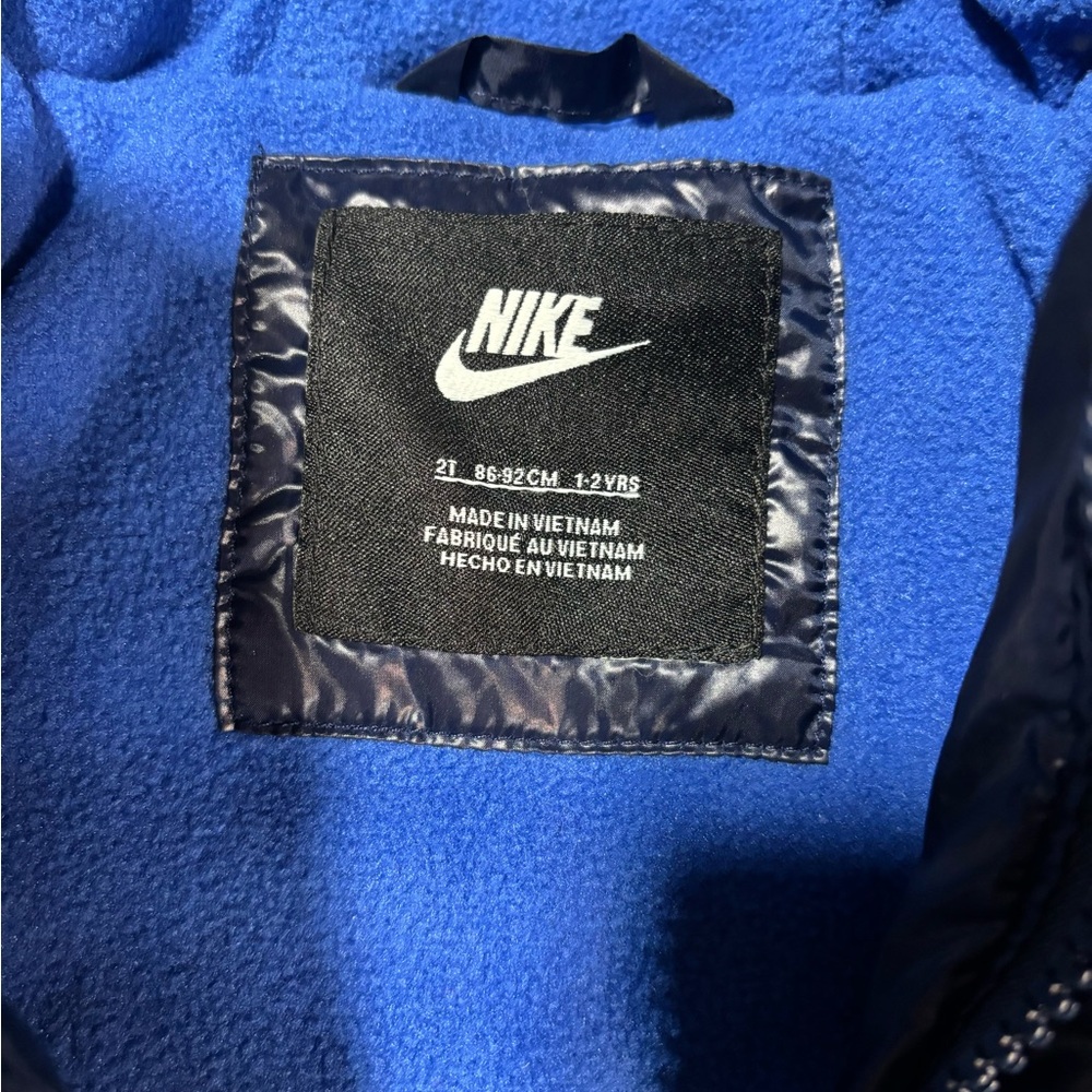 Like New Boys Nike Blue Full Zip "JUST DO IT" Puffer Coat Jacket - Picture 5 of 5